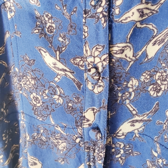 Angie's High Low Blue Bird Button Up Dress - Picture 2 of 5
